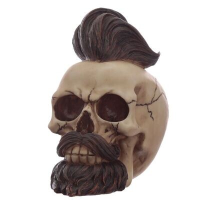 Hipster Totenkopf Deko mit Bart und gestyltes Haar