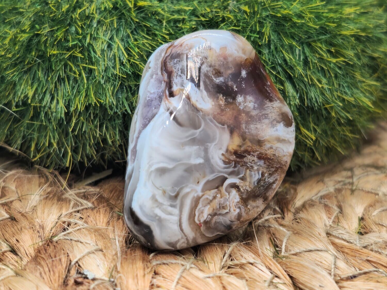 Botswana Achat Trommelstein gebohrt