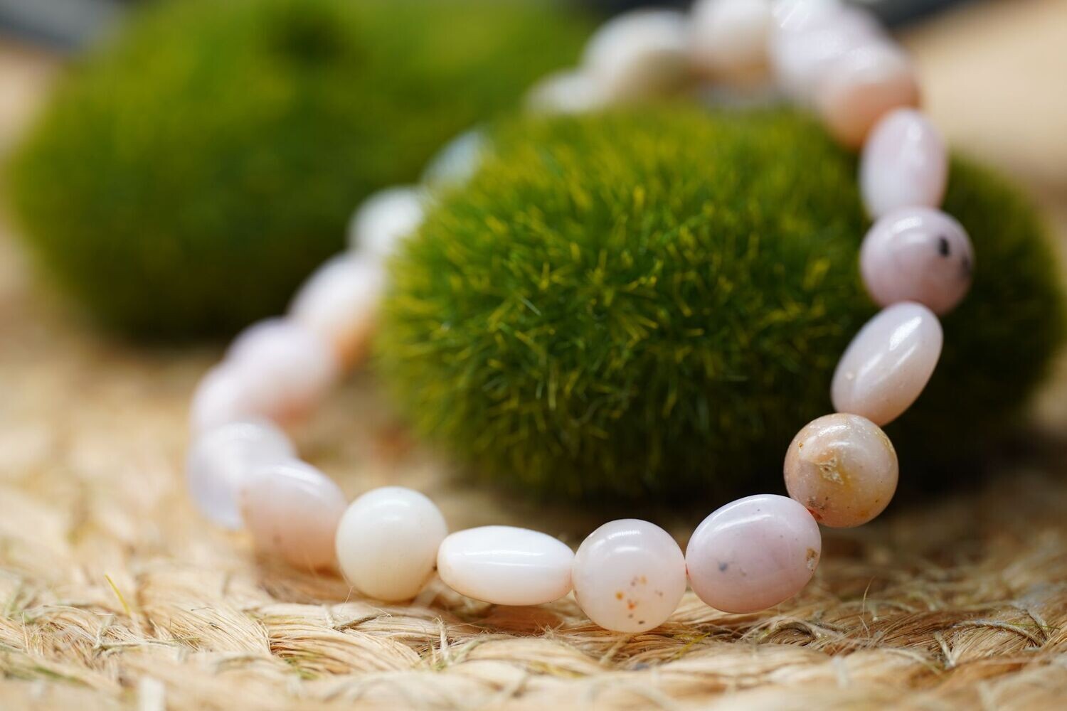 Andenopal Rosa Armband Linsen und Perlen  8 mm / 19 cm