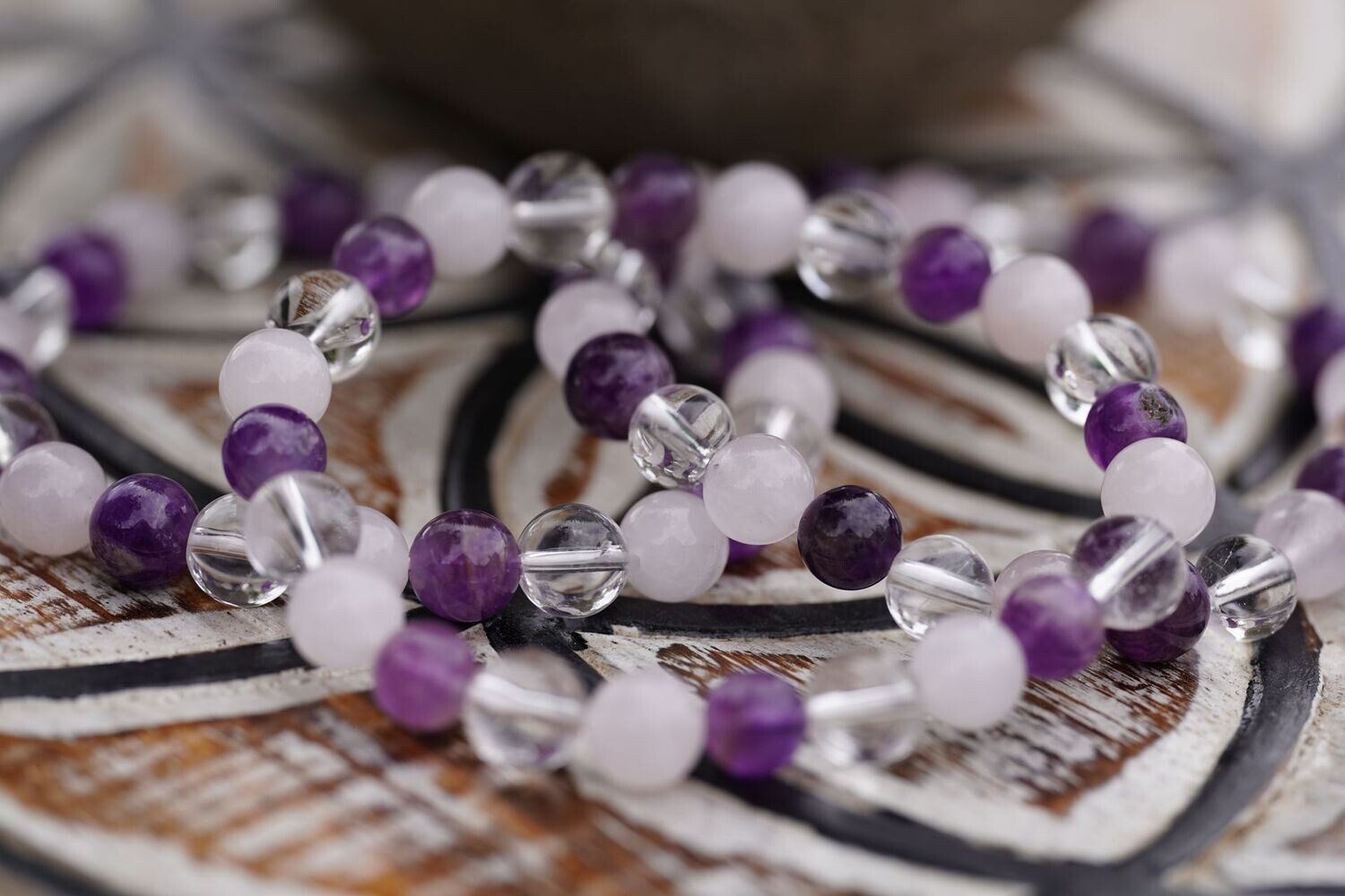 Amethyst - Rosenquarz - Bergkristall - Mix Armband Kugel ca. 0,8 / 19cm