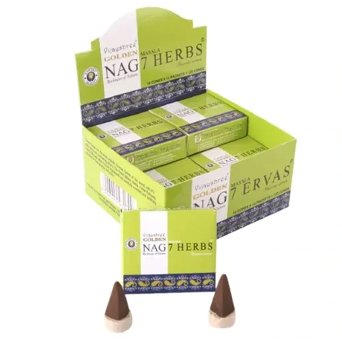 Golden Nag 7 Herbs Räucherkegel 20 Gramm ( 7 Kräuter ) Golden Nag 7 Herbs Räucherkegel 20 Gramm ( 7 Kräuter )