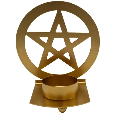 Teelichthalter "Pentagramm" 10 x 11 cm - Gold