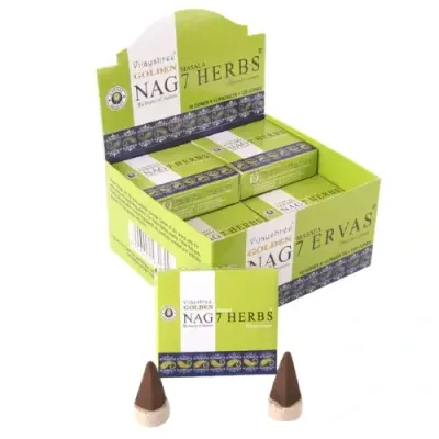 Golden Nag 7 Herbs Räucherkegel 20 Gramm ( 7 Kräuter  )