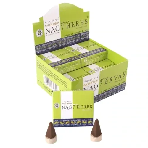 Golden Nag 7 Herbs Räucherkegel 20 Gramm ( 7 Kräuter  )