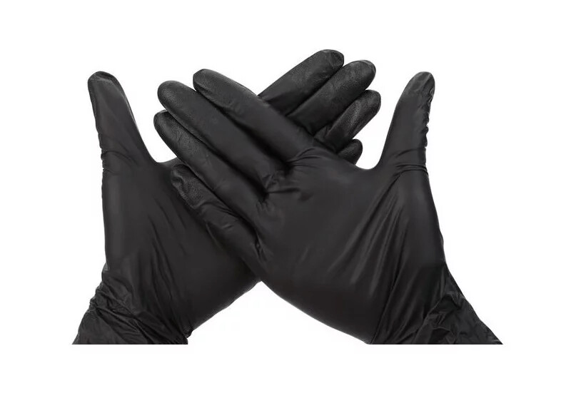 Gants nitrile usage unique noirs - boîte de 100 gants