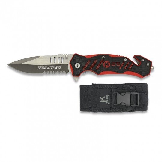 Couteau pliant pompier G10 K25 rouge-noir. L 8.7 ALBAINOX