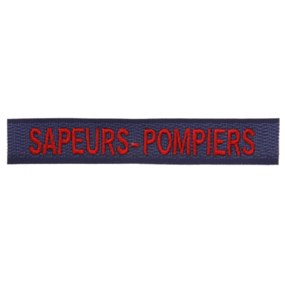 Bande patro SAPEURS-POMPIERS broderie rouge velcro bleu marine