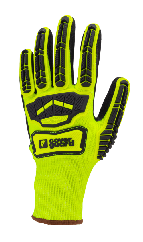 Gants EUROCUT IMPACT 100 jaune CUT C double enduit paume nitrile noir + TPR COVERGUARD