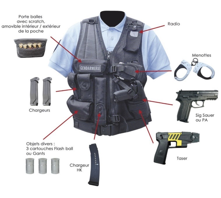 Gilet force d’intervention avec Holster pour PA ou TASER DCA