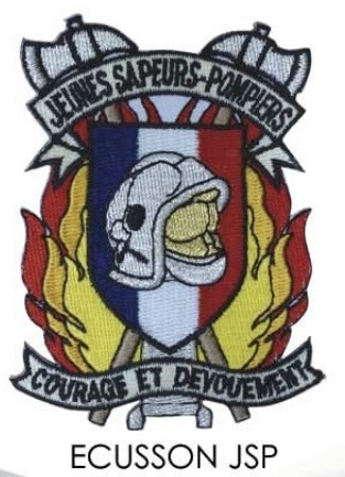 T-shirt blanc brodé jeunes sapeurs pompiers écusson