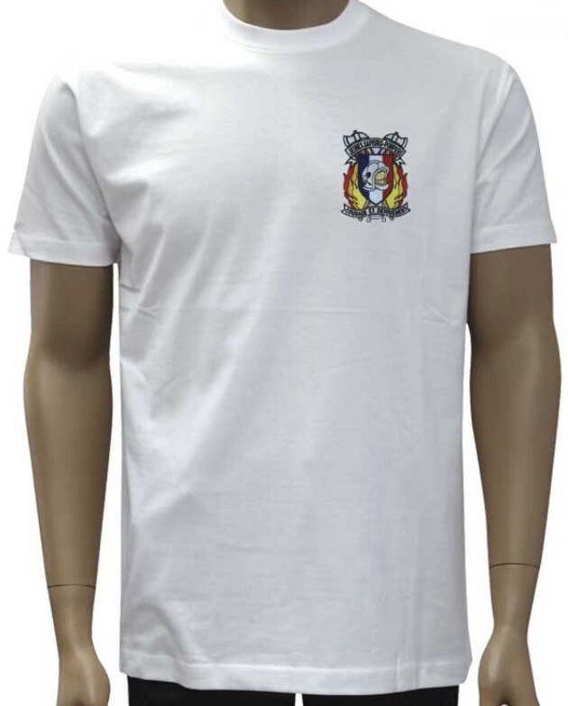 T-shirt blanc brodé jeunes sapeurs pompiers écusson