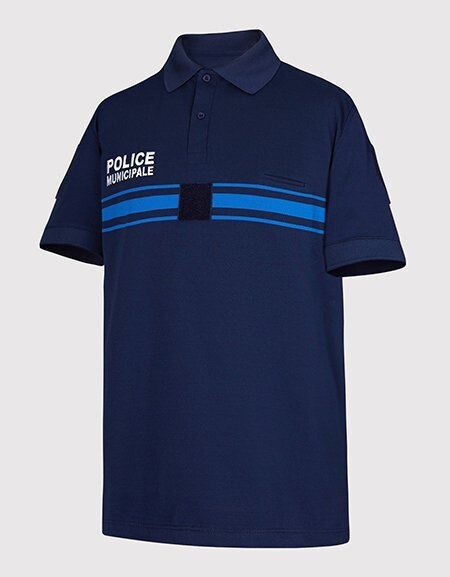Polo jacquard police municipale manches courtes bleu marine EUROPA KIMACHE