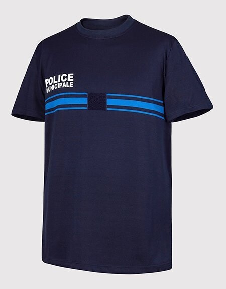 T-shirt jacquard police municipale bleu marine