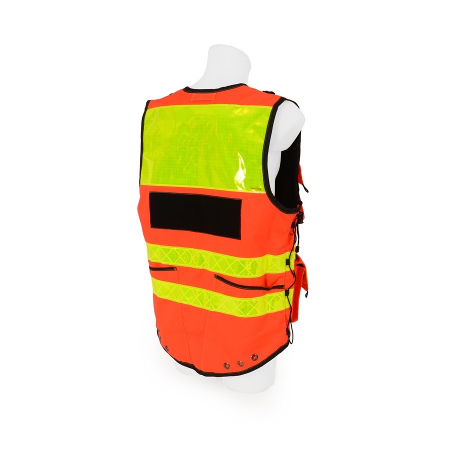 Gilet d'identification et d'intervention multipoches haute visibilité STAFF PREMIUM Rouge DIMATEX