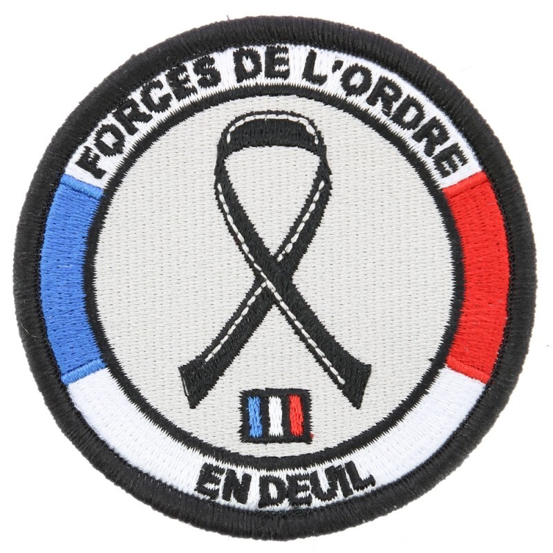 Écusson rondache forces de l’ordre en deuil