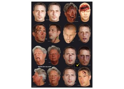 Kit de fausses blessures / plaies pour mannequin de sauvetage et d'entrainement CRASH & CARRY TEE-UU