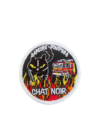 Écusson brodé sapeurs-pompiers chat noir - bords blancs BG-SAFETY