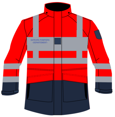 Parka / veste de pluie haute visibilité marquage sapeurs-pompiers ALEX HV1 microbilles CODUPAL