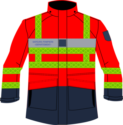 Parka / veste de pluie haute visibilité marquage sapeurs-pompiers ALEX HV1 microprisme CODUPAL