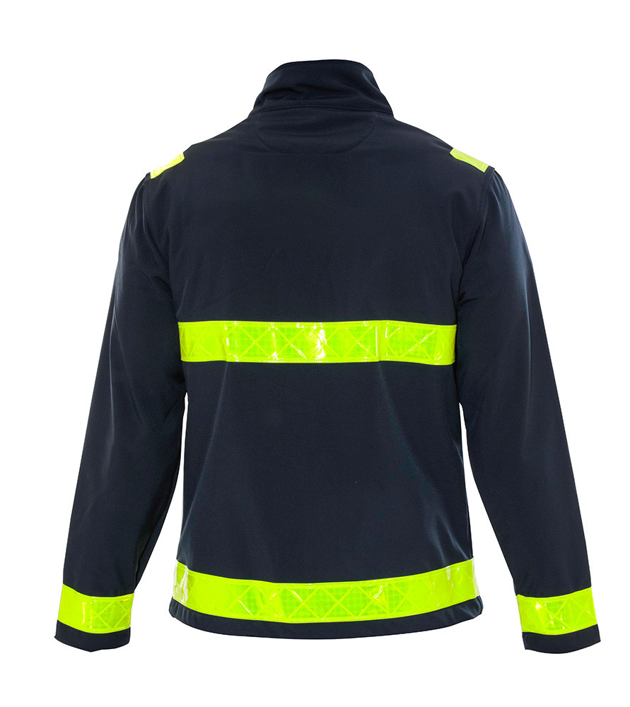 Veste softshell ambulancier marine bandes reflexite jaune DEXSER