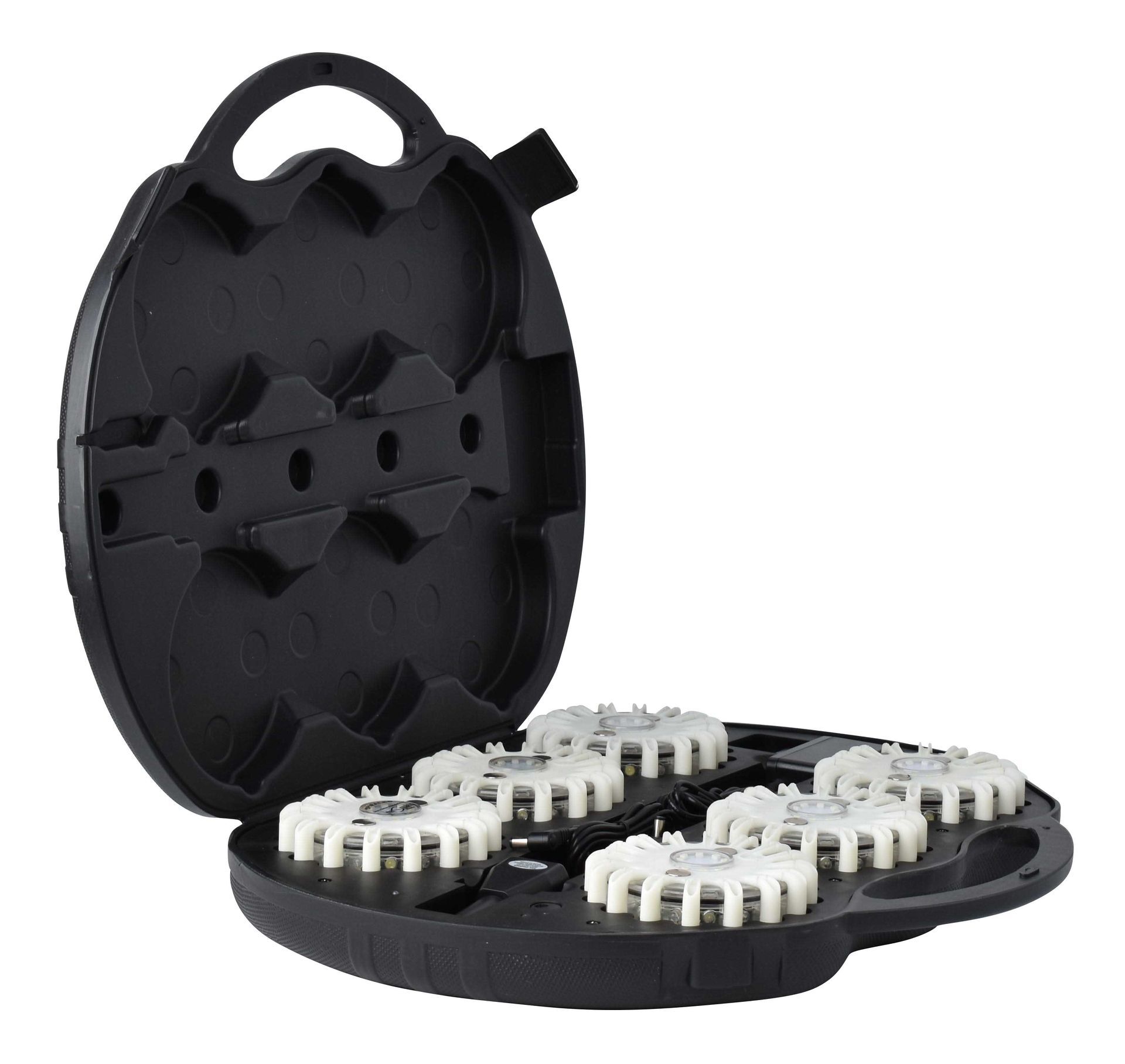 Valise ovale de 6 balises led blanc magnétique et rechargeable BG-SAFETY