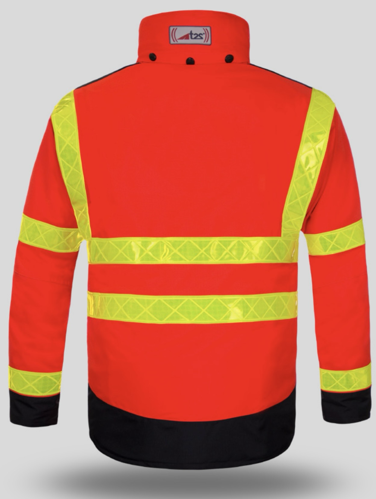 Parka / veste de pluie haute visibilité rouge bandes microprimes T2S