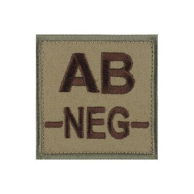 grade / écusson brodé groupe sanguin AB-NEG- marron sur beige