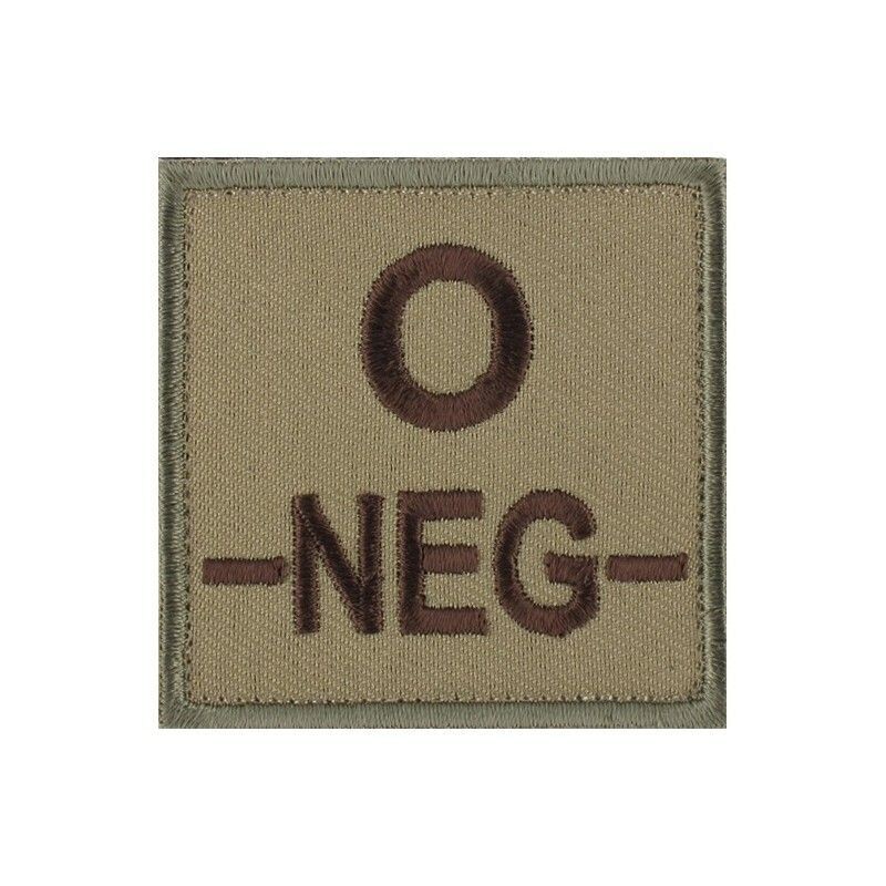 grade / écusson brodé groupe sanguin O-NEG- marron sur beige grade / écusson brodé groupe sanguin O-NEG- marron sur beige