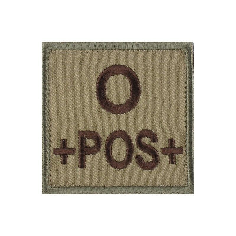 grade / écusson brodé groupe sanguin O+POS+ marron sur beige grade / écusson brodé groupe sanguin O+POS+ marron sur beige