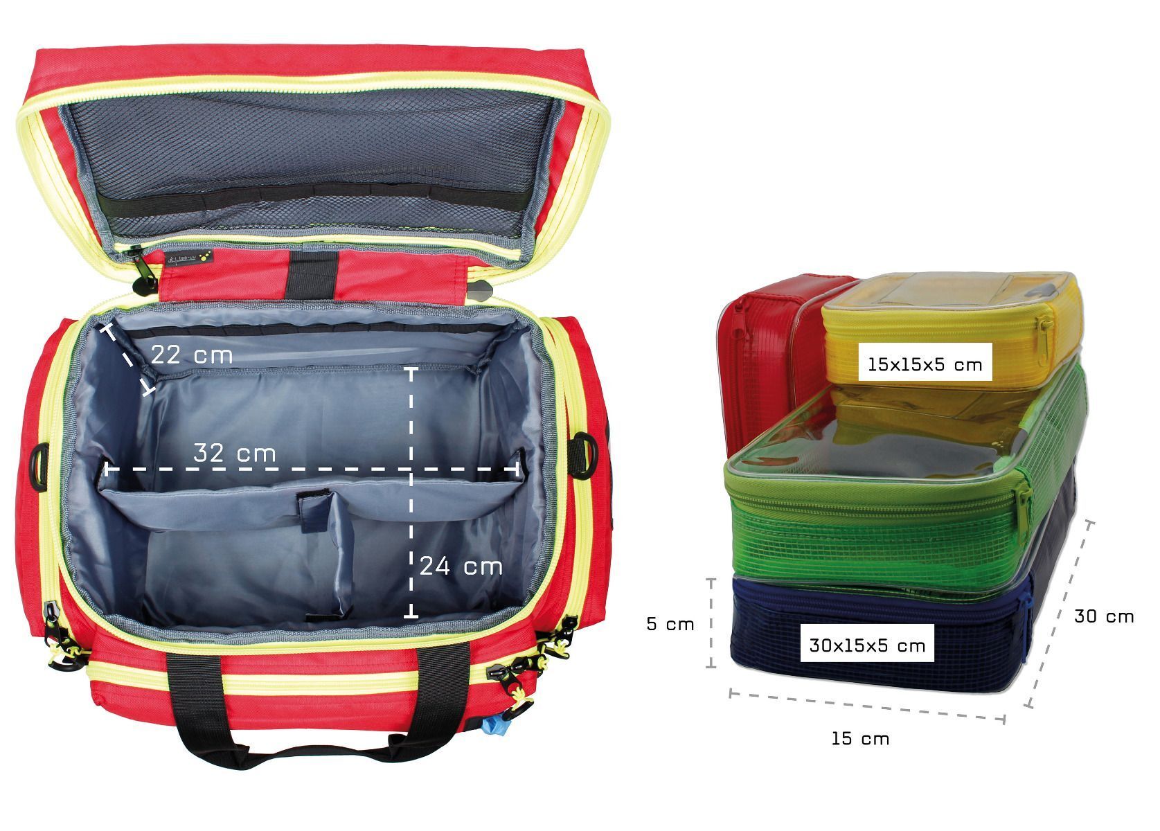 Sac de secours / urgence et d'intervention MUC-M  avec pochettes TEE-UU