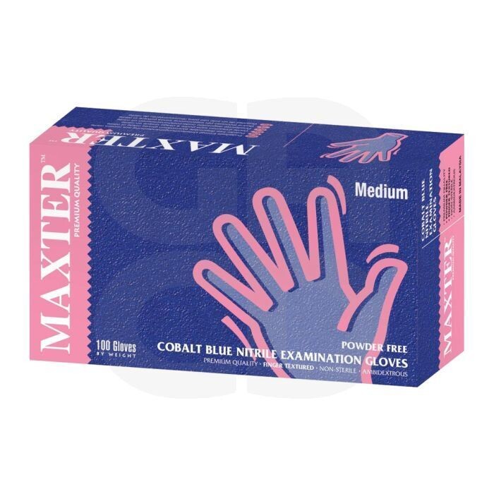 Boîte de 100 gants nitrile bleu cobalt taille M MAXTER