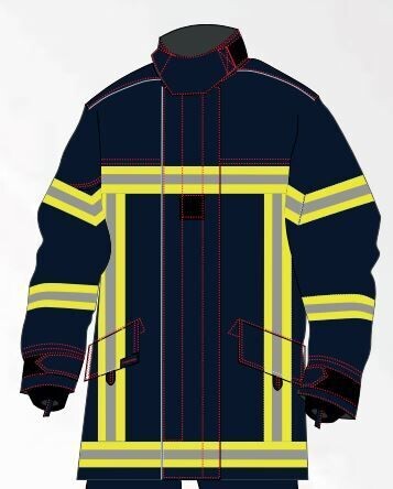 Veste d'intervention textile sapeurs-pompiers niveau 2 GAMMA bleu bandes Triple Trim MARTINAS
