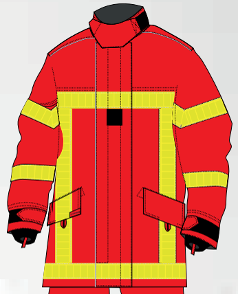Veste d'intervention textile sapeurs-pompiers niveau 2 GAMMA rouge bandes reflexite MARTINAS