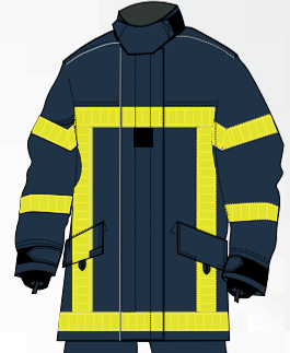 Veste d'intervention textile sapeurs-pompiers niveau 2 GAMMA bleu bandes reflexite MARTINAS