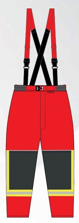 Surpantalon d'intervention textile sapeurs-pompiers niveau 1 rouge Triple Trim YPSILON avec poches cargo cuisses MARTINAS