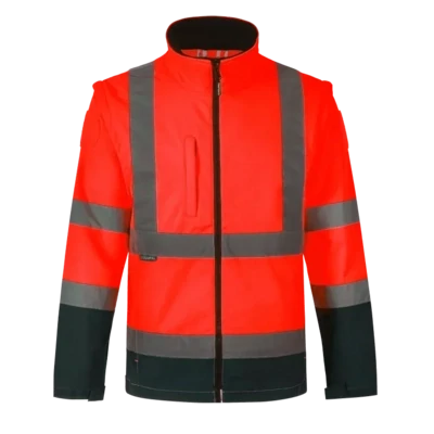 Veste softshell ZOE rouge haute visibilité manches amovibles CODUPAL