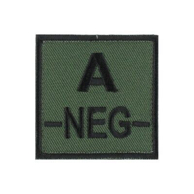 grade / écusson brodé groupe sanguin A-NEG- noir sur vert armée
