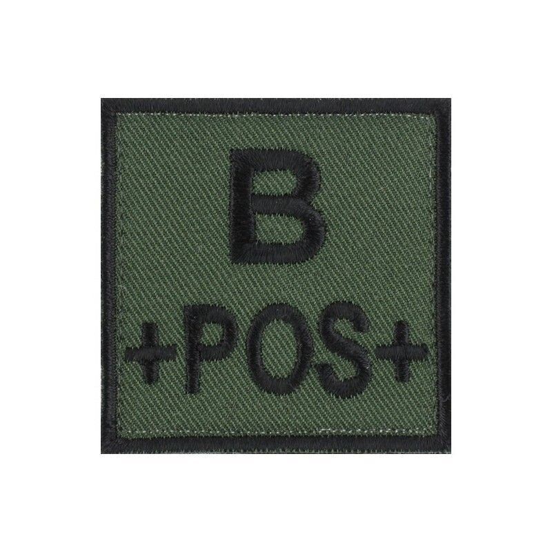 grade / écusson brodé groupe sanguin B+POS+ noir sur vert armée grade / écusson brodé groupe sanguin B+POS+ noir sur vert armée
