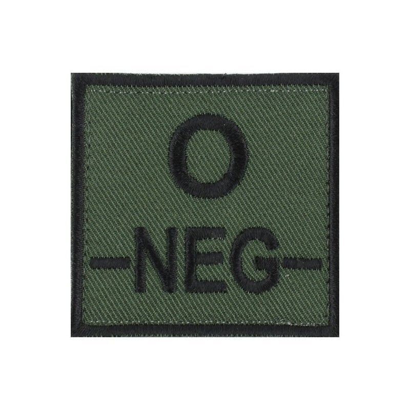 grade / écusson brodé groupe sanguin O-NEG- noir sur vert armée