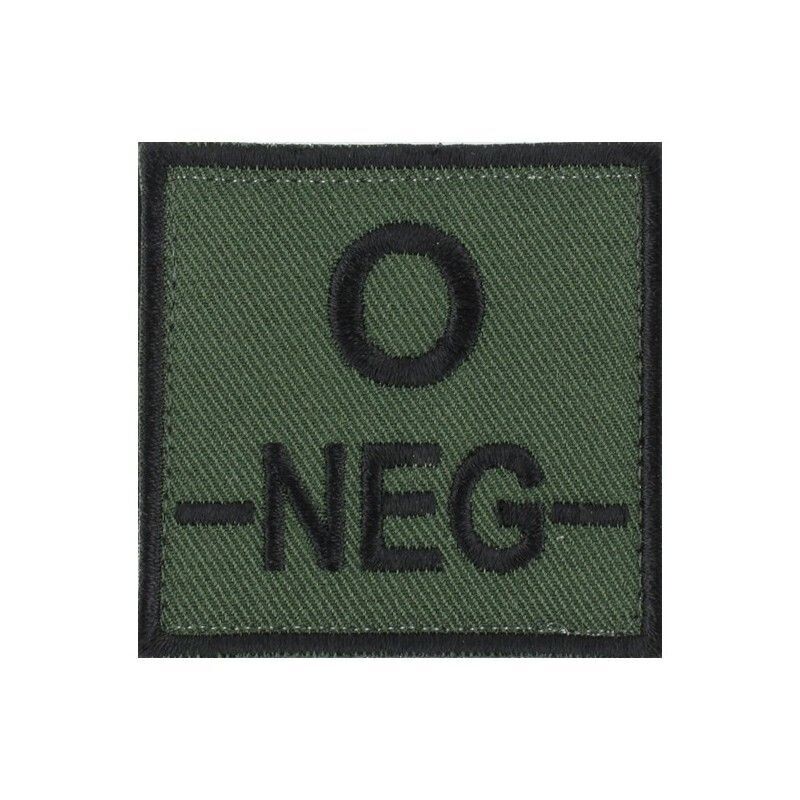 grade / écusson brodé groupe sanguin O-NEG- noir sur vert armée grade / écusson brodé groupe sanguin O-NEG- noir sur vert armée