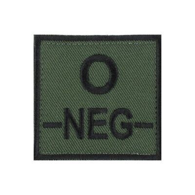 grade / écusson brodé groupe sanguin O-NEG- noir sur vert armée