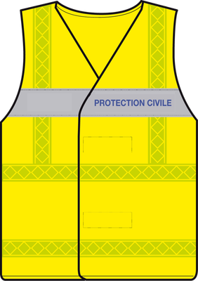 Gilet haute visibilité PROTECTION CIVILE jaune bandes jaunes microprisme CODUPAL