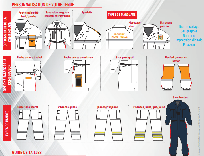 Combinaison F1 secours techniques / sapeurs-pompiers / ambulanciers - personnalisable : créez votre tenue MARTINAS