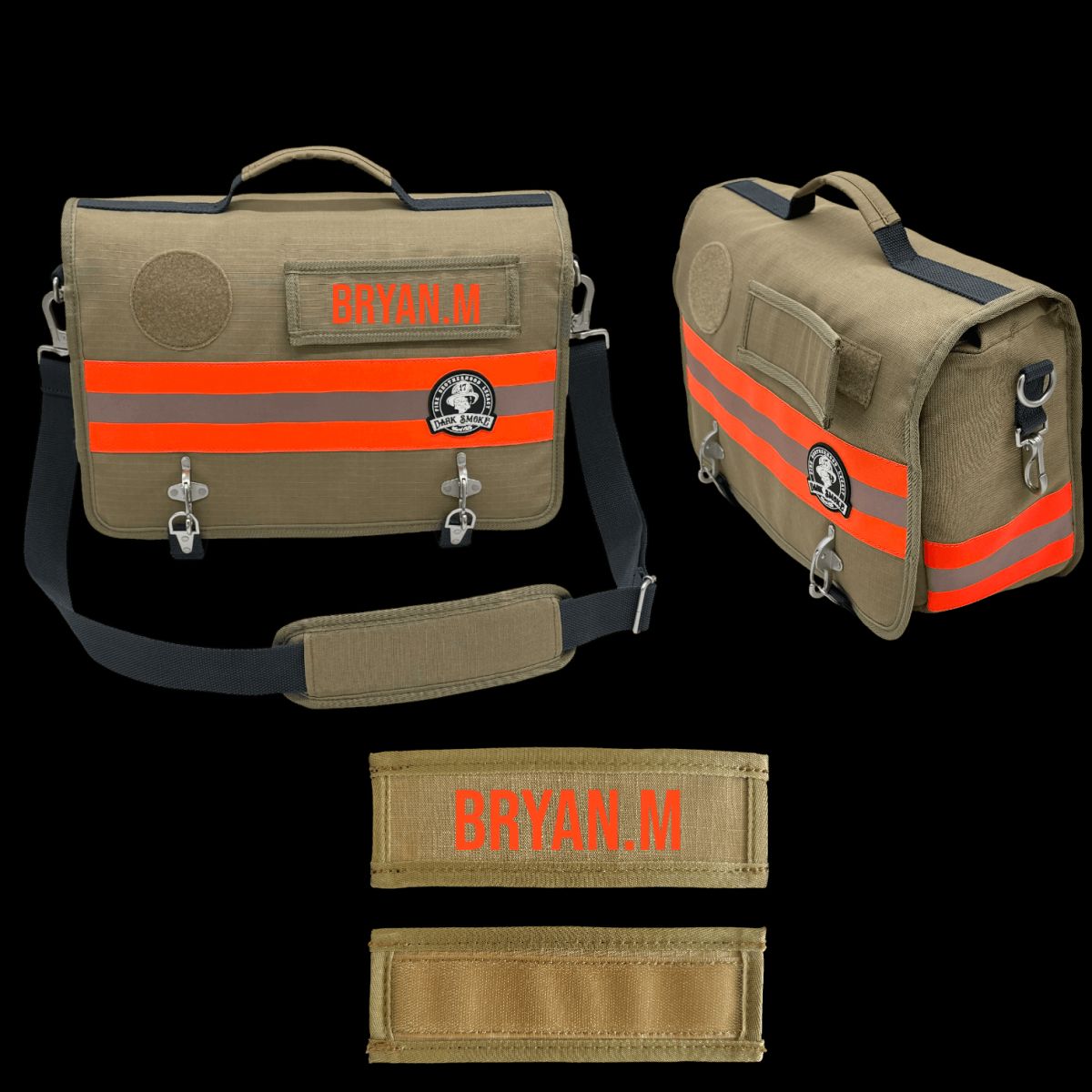 Sacoche porte documents bandes réfléchissantes orange DARK SMOKE