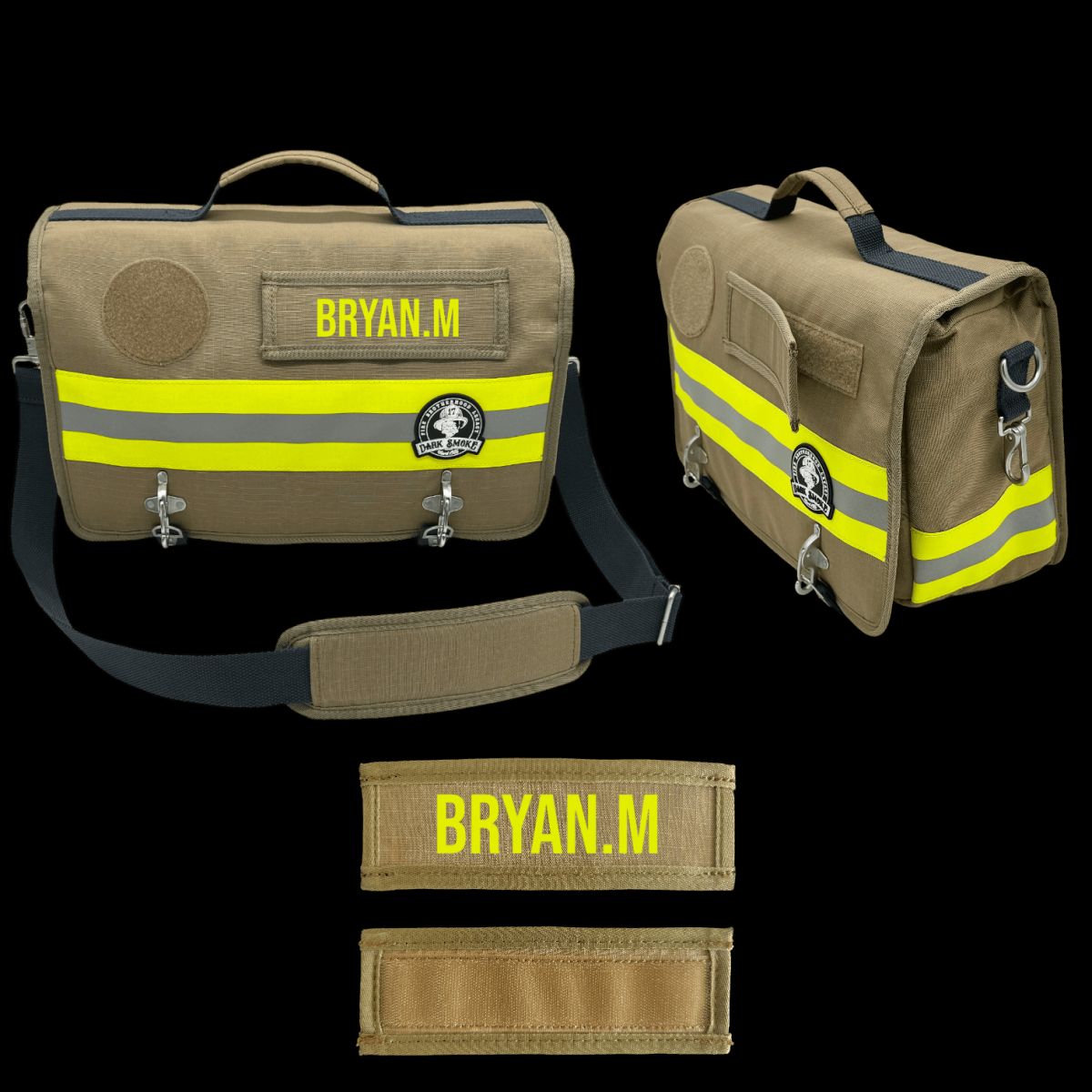 Sacoche porte documents bandes réfléchissantes jaune DARK SMOKE