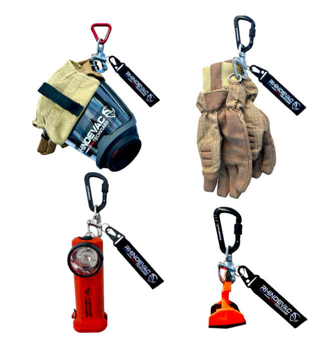 Porte matériel à dégagement rapide sapeurs-pompiers SPEED OPS large mousqueton noir RHINOEVAC