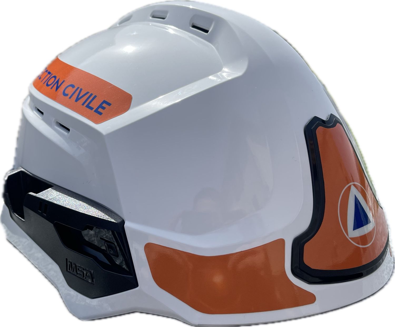 Casque F2XR blanc - coque ventilée - signalisation vinyle protection civile - sans accessoires MSA Casque F2XR blanc - coque ventilée - signalisation vinyle protection civile - sans accessoires MSA