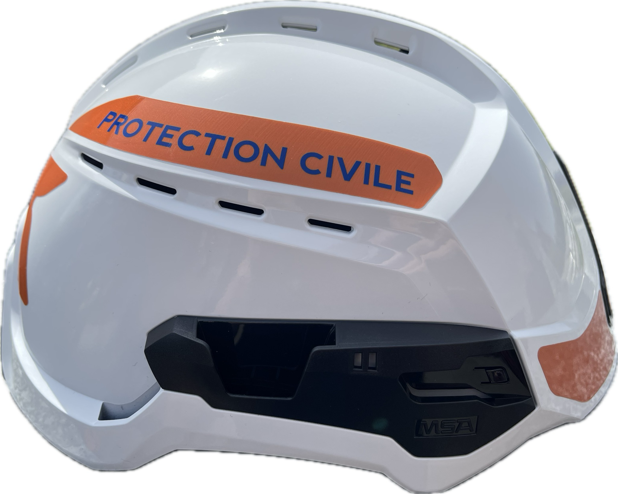 Casque  F2XR blanc - coque ventilée - signalisation vinyle protection civile - sans accessoires MSA