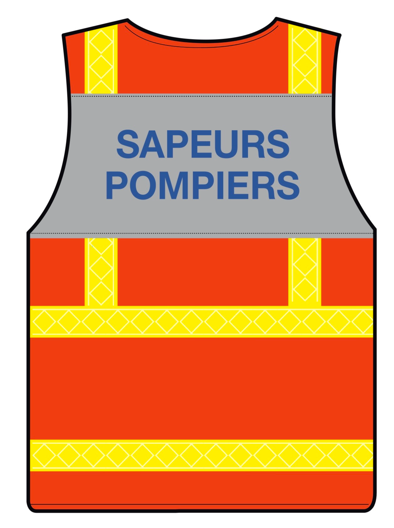 Gilet haute visibilité orange bandes microprisme jaune sapeurs-pompiers CODUPAL