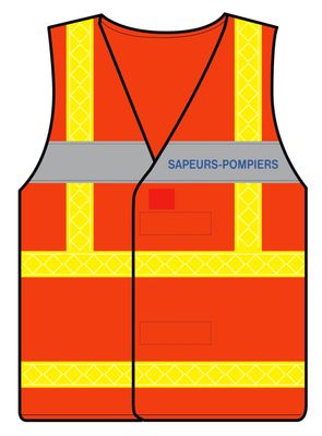 Gilet haute visibilité orange bandes microprisme jaune sapeurs-pompiers CODUPAL